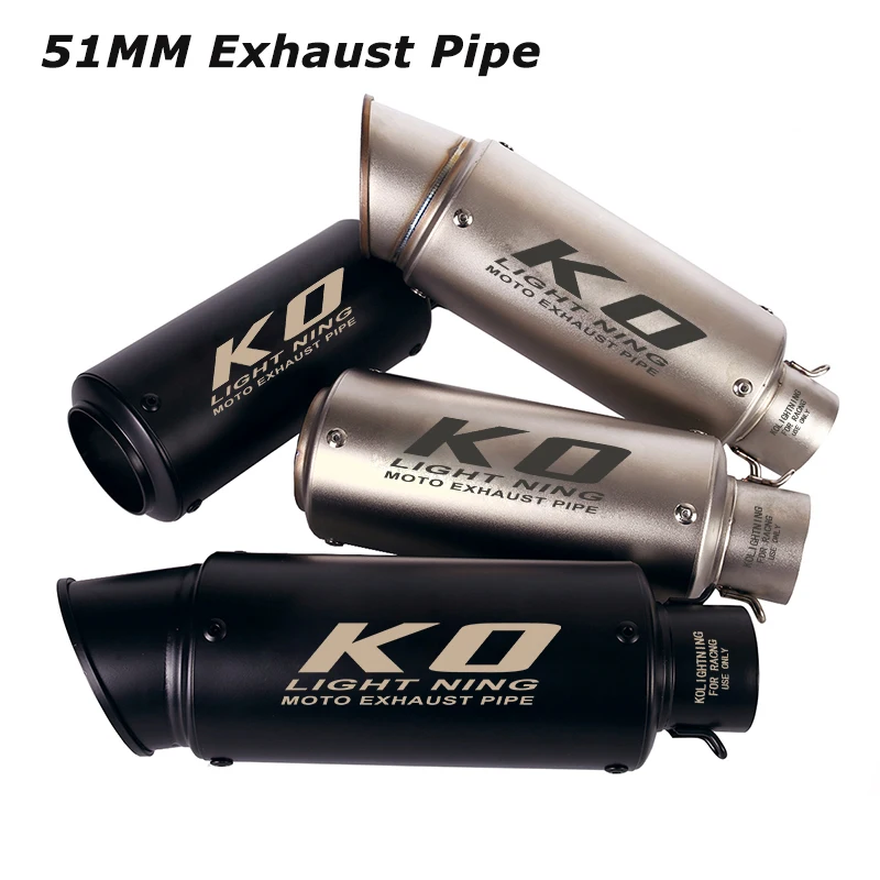 

Universal 51mm Motorcycle Exhaust Tips Muffler Tail Pipe Black Escape Tube Dirt Bike ATV 245/300mm