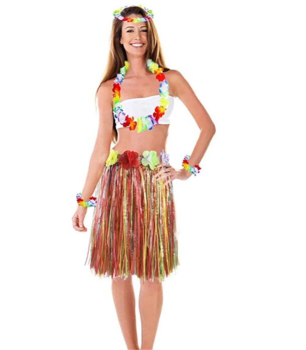 Plastic Fibers Grass Skirts Hula Skirt Hawaiian costumes 40CM Ladies Dress Up Festive & Party Supplies