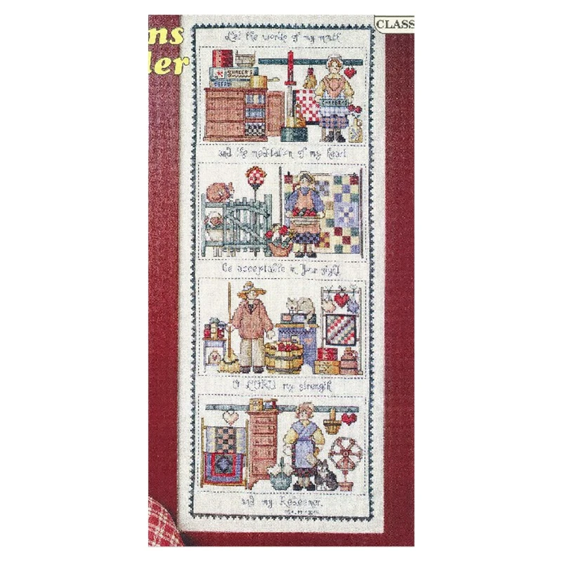 

Magazine Home Decor Crossstitch 11CT Printed Fabric Kit Four Seasons Girls Handmade Chinese Embroidery Material Pack