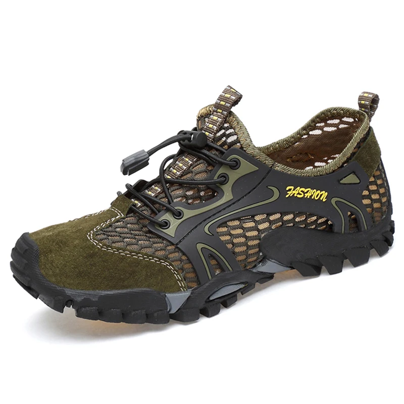 Zapatos de senderismo transpirables para hombre, zapatillas de deporte de ante y malla para exteriores, zapatos de escalada, calzado deportivo de secado rápido para el agua, de verano