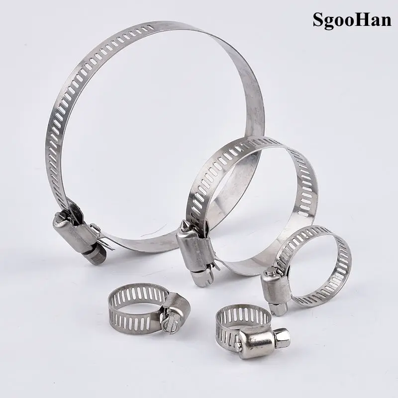 5/10/50pcs Stainless Steel Adjustable Drive Hose Clamp Fuel Line Worm Size Clip Hoop Hose Clamp Durable Anti-oxidation