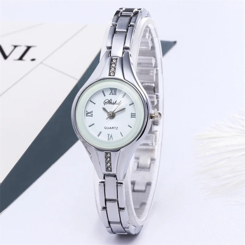 WOKAI high quality 18K rose Gold fashion casual ladies steel strap bracelet Quartz watch Female student classic vintage clock