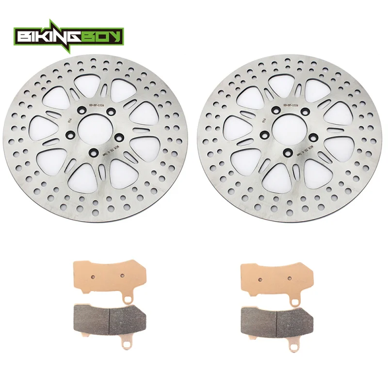 BIKINGBOY For Harley Touring FLHR Road King Electra Glide Classic Street Glide 11 12 13 Front Brake Disks Discs Brake Pads