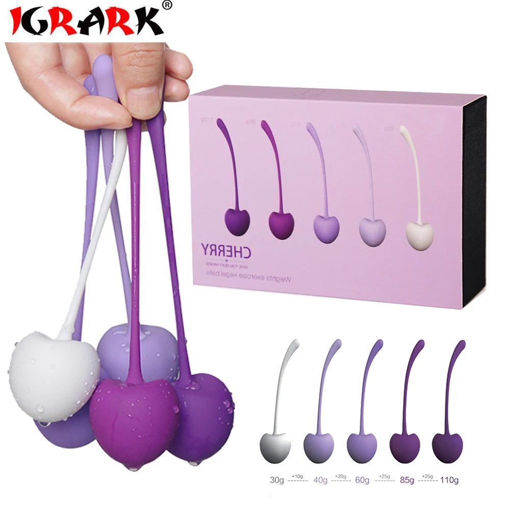 5pcs/set Smart Kegel Balls Vaginal Tighting Exercise Kit Cherry Bolas Chinas Vaginal Ben Wa Balls Vibrators Sex Toys For Woman