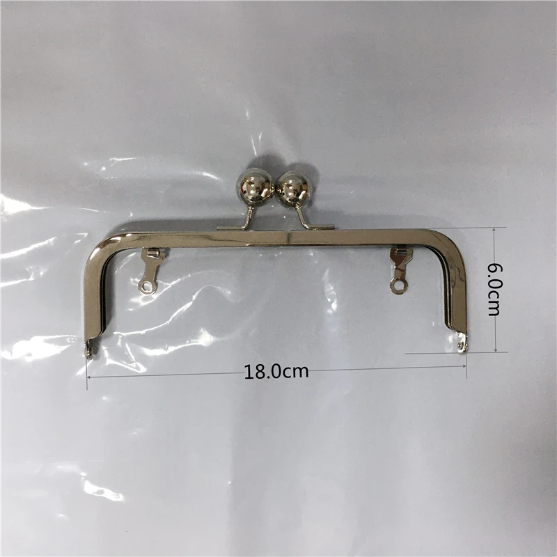 23cm or 18cm Bag Frame Purse Hardware Frame Big Ball Women Handmade Bag Handle DIY Parts Clutch Purse Frame No Hole Nickel