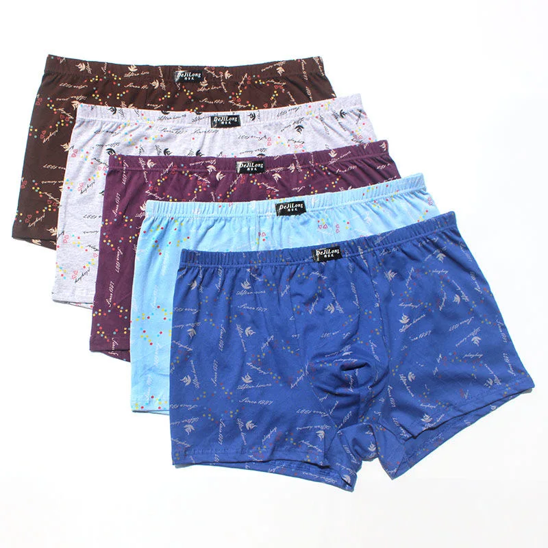 6pcs/Lot 100% Cotton Loose Boxers Four Shorts Underpants Men\'S Boxers Shorts Breathable Underwear Printing Comfortable Cotton