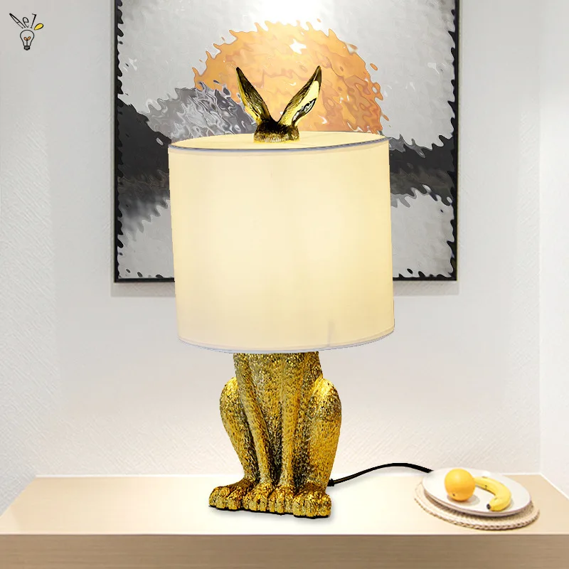 

Nordic Masked Rabbit Table Lamp Creative Resin Animal Light for Living Room Study Desk Lamp Decoration Personality Beside Lamp