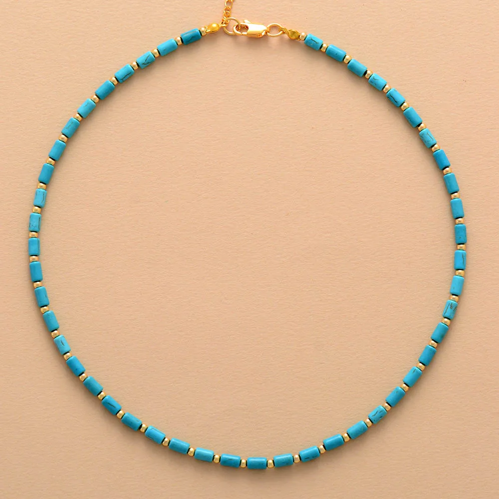 Simple New Turquoises Boho Choker Necklace Women Chic Short Beaded Layered Necklece OL Holiday Jewelry Wholesale