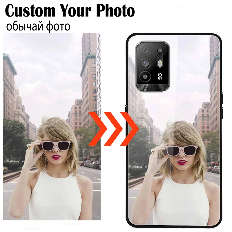 Customized Glass Phone Cases For OPPO A94 5G A17 A78 A74 4G A98 5G Silicone Cover DIY Personal Photo Design Picture Name Fundas