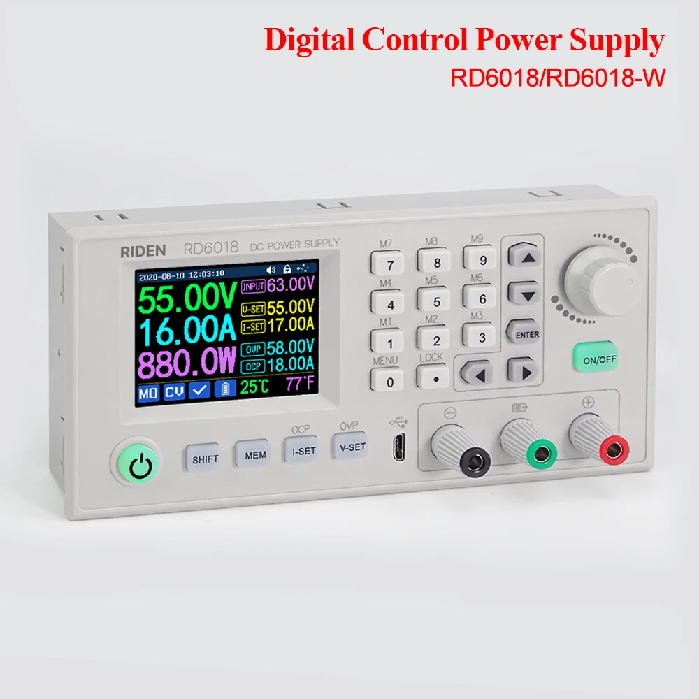RD6018 RD6018W USB WiFi Control Digital fuente de alimentación, módulo reductor de voltaje de CC a CC, convertidor Buck, voltímetro 60V 18A