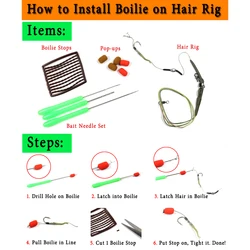 Herramientas para aparejos de carpa con aguja boilie y gancho