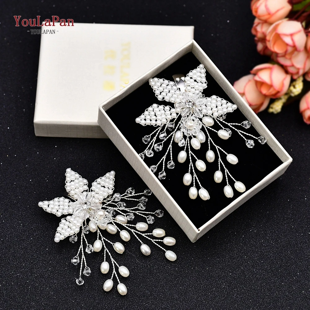 YouLaPan X15 1 Pair Rhinestone Pearl Shoe Clips Crystal Charm Flower Decorative Shoe Clips Fashion Wedding Shoes Accessories