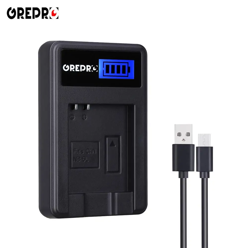 Cargador USB LCD para CANON PowerShot SX520, SX530, SX540, SX600, SX610, SX700, SX710, NB-6L NB6L NB 6L NB-6LH batería de 1300mAh