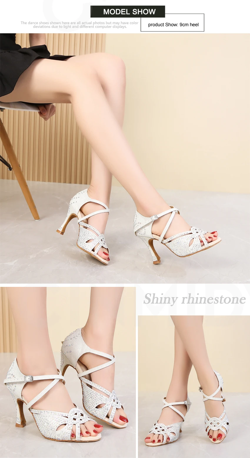CINMIDY Latein Tanzschuhe Damen Ballsaal Tanzschuhe Mädchen Tango Salsa High Heels Damen Tanz Sneakers Damen Hochzeitsschuhe – Detail 9