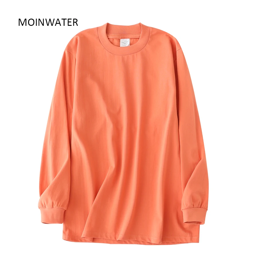 MOINWATER New Thick Cotton Long Sleeve Tees Tops for Women Streetwear Female Autumn Spring Oversized T shirts Grey White MLT2109