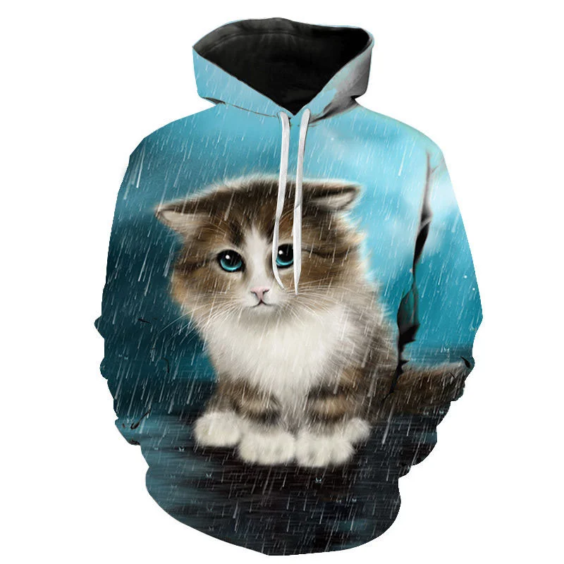 

2021 Spring And Autumn New Fashion Men's And Women's Hoodies 3d Printing Cute Cat Casual Sweatshirt Pullover Coat