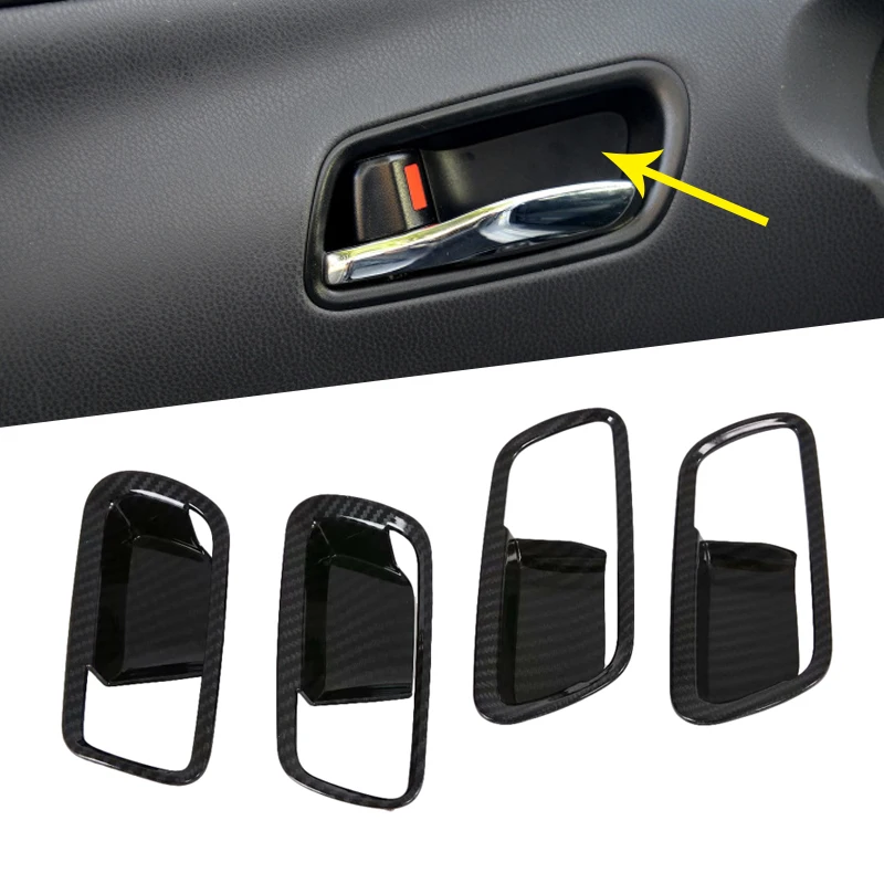 For Toyota Prius 2019 2020 LHD Hatchback ABS Carbon Fiber Interior Inner Door Handle Bowl Catch Cover Trims Frame Decoration