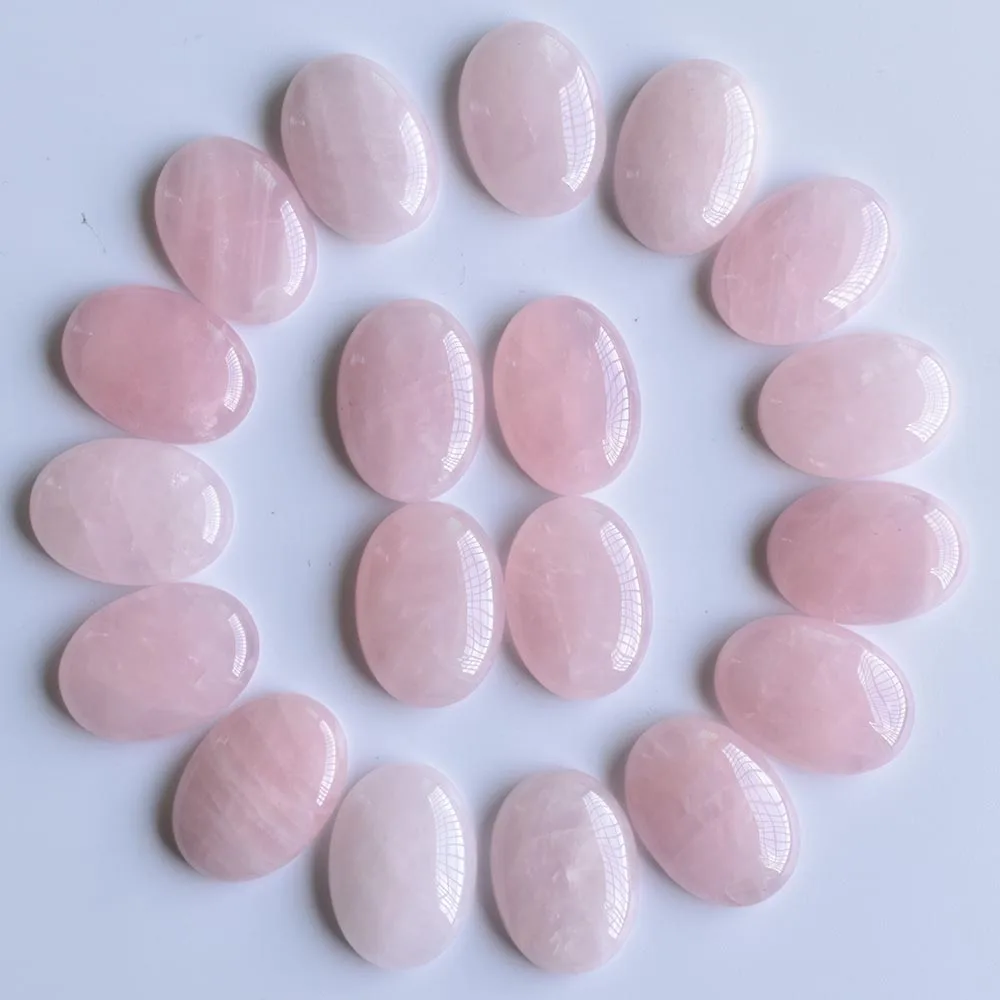 Großhandel mit hochwertigen natürlichen rosa Quarzsteinen, ovalen Cabochon-Perlen für die Schmuckherstellung, kostenloser Versand. – Detail 5