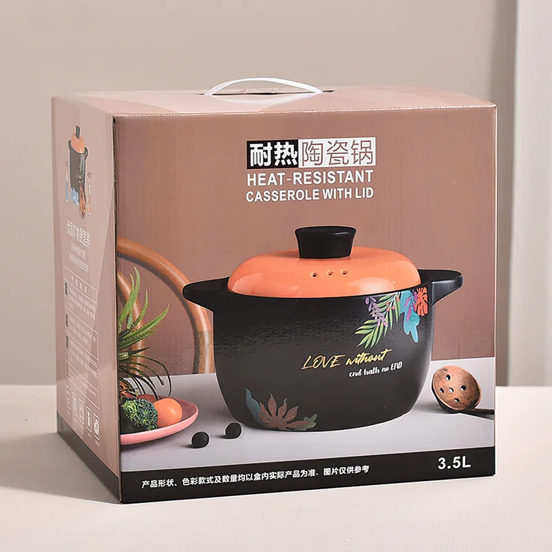 Ceramic Soup Pot Nordic Orange Lid 2.5-6L Large Casserole Cookware Saucepan Home Cooking Supplies Kitchen Pan Steamer Pot
