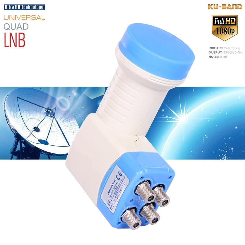 

HD Digital Universal KU BAND LNB For Satellite Receiver Dish TV HD Digital 0.1dB Quad LNBF SR-4604 Tuner