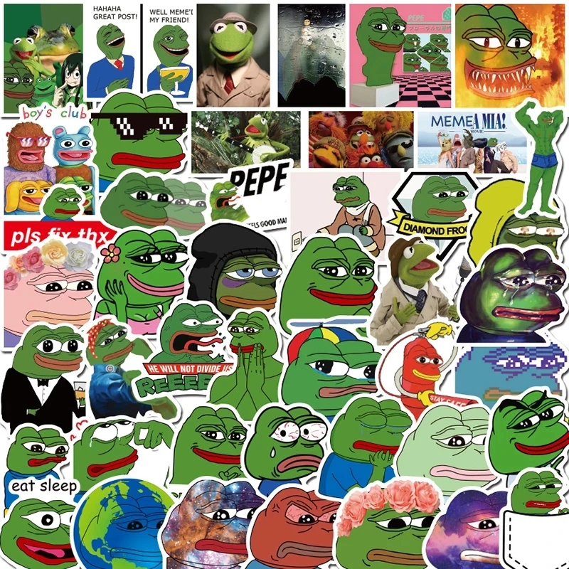 10/30/50PCS Spoof Pepe Sad Frog Cartoon Graffiti Stickers For Laptop Refrigerator Motorcycle Skateboard Phone Sticker Kid Toys