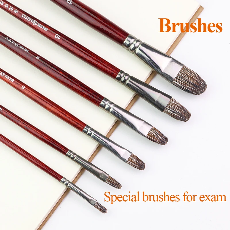 HERO H8822 Gouache/Watercolor/Acrylic Brushes 6pcs/set Mixed Horse Hair Soft Moderate Elasticity Strong Water Absorption Brushes