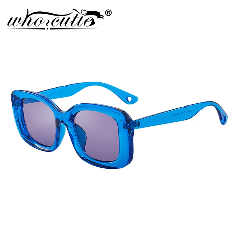 WHO CUTIE 2020 Vintage Blue Square Sunglasses Oversized Women Men Brand Design Thick Frame Retro Sun Glasses Shades Female S259