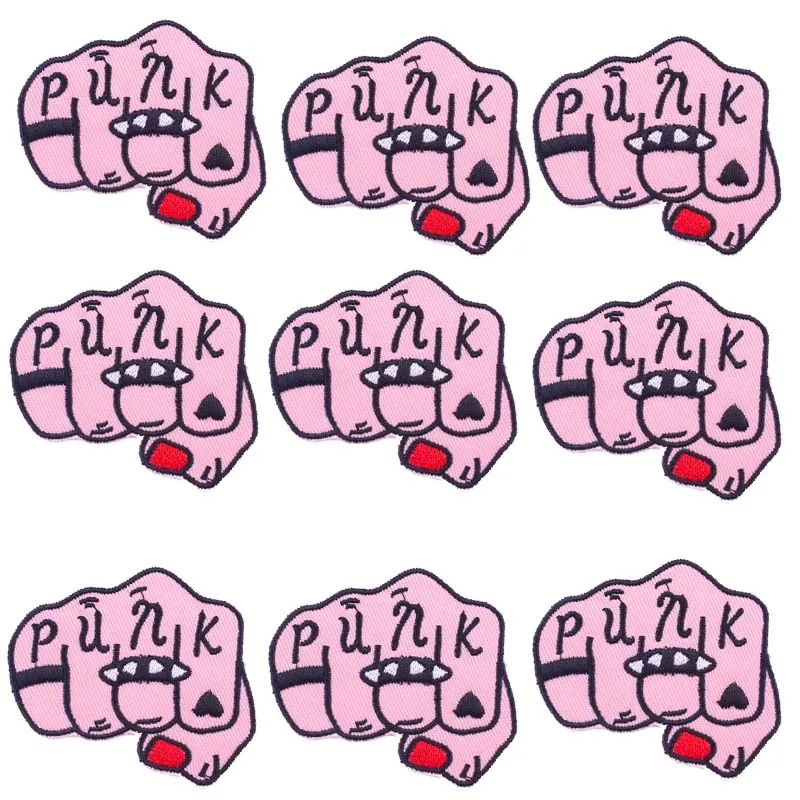 10Pcs/Set Wholesale Hippie Rock Appliques Embroidered Patches On Clothes Punk Iron On Patches For Clothing Cheap Stripes Badges