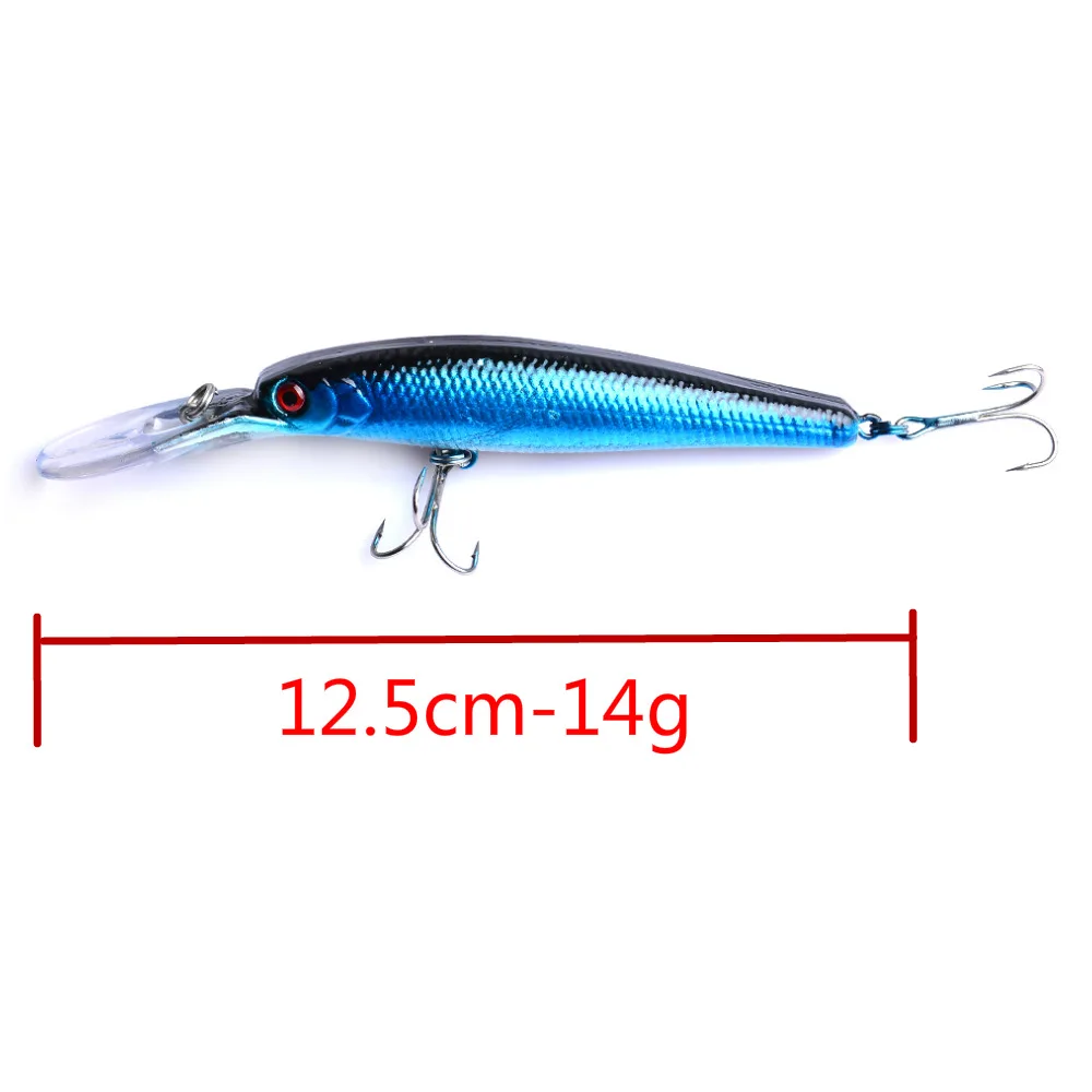 1Pcs 12.5cm/14g 4 Color Bait Sunken Mino Bait Road Bait Rattan Hook Wiggler Deep Submergence Marine Artificial Plastic Bait