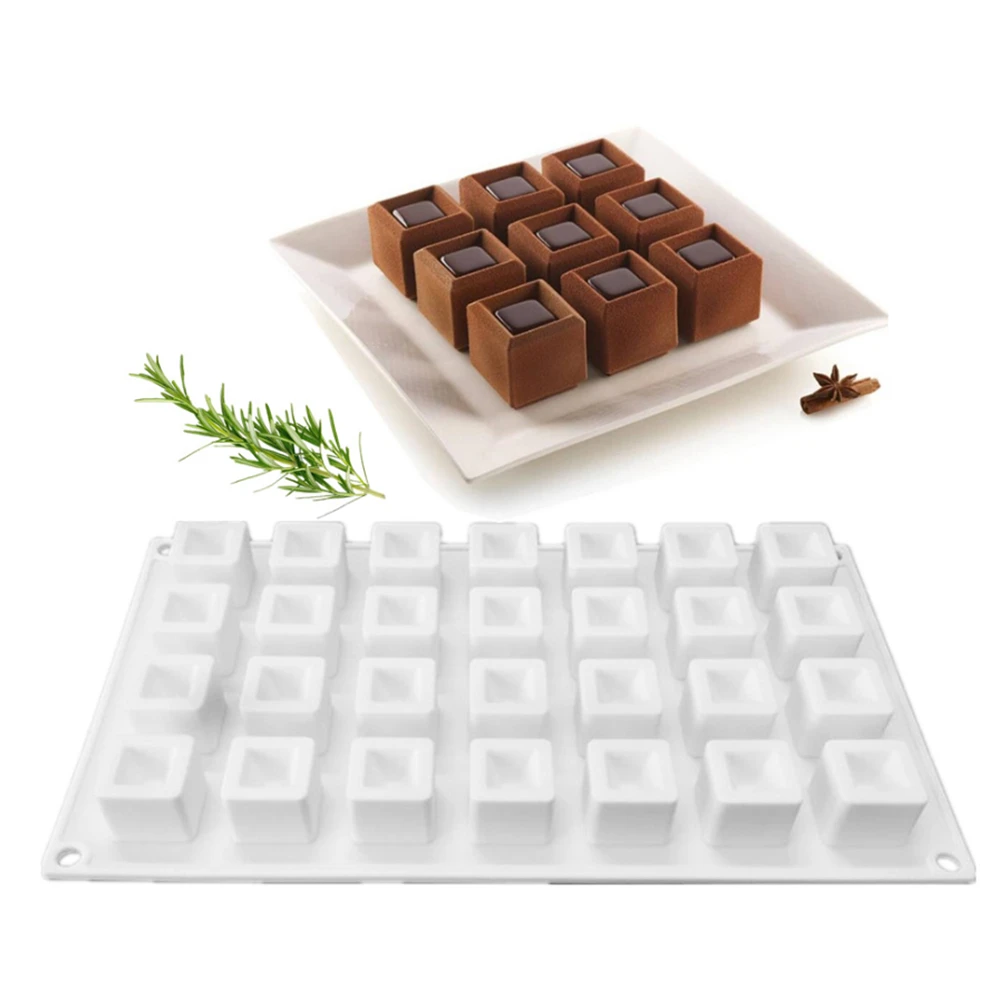 28 Cavity Little Cube Concave Silicone Mold Chocolate Cube Mold Sandwich Mousse Silicone Mold Cake Decoration Tools