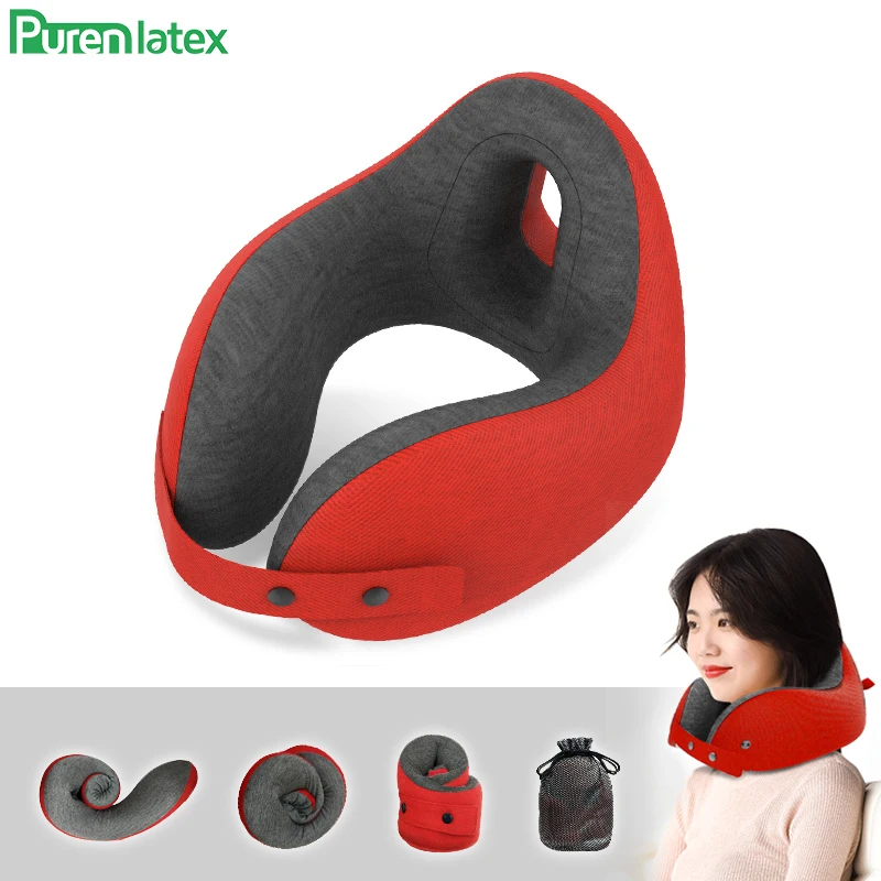 

PurenLatex Comfort Travel Pillow Memory Foam U-Shaped Neck Support Pillow Relax and Sleep for Plane Train Car Bus Office Napping