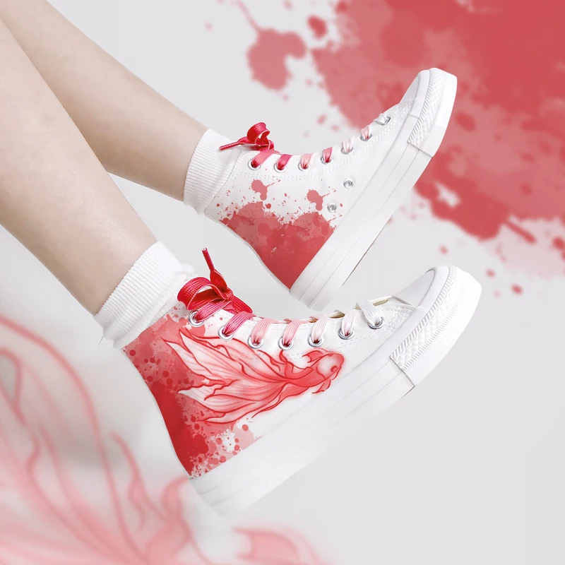 

Amy and Michael Fashion Designers Sneakers Fantastic Unique Hand Painted Canvas Shoes High Tops Ladies Woman Vulcanize Shoes