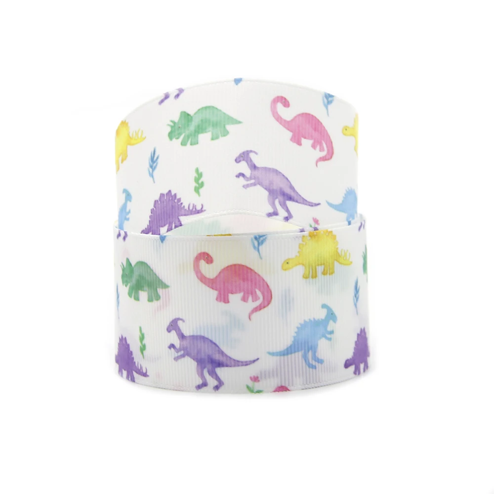 5 Yards Multi size tema animale nastri in Grosgrain decorazioni per feste dinosauri cane stampato artigianato cucito fai da te per fiocchi per