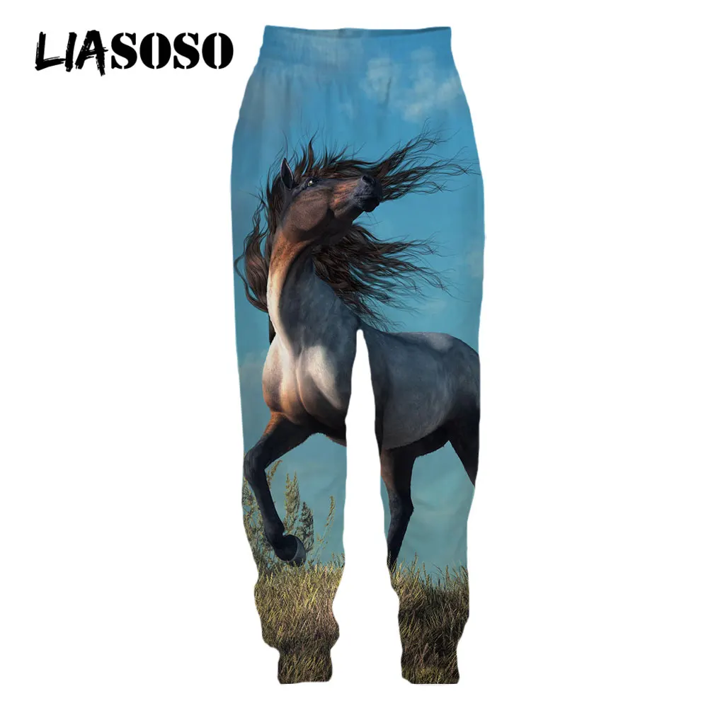 LIASOSO 3D Print Robust Horses Snow Anime Horse Animals Sweatpants Men's Women Sweat Pants Jogging Casual Hip Pop Fitness Pants