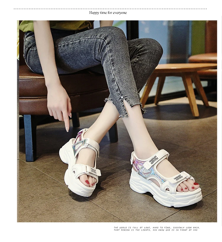 2020Summer Thick Bottom Female Sport Sandals Sexy Hollow Out Open Toe Platform Shoes Women Wedge Casual Shoes Ladies Beach Shoes