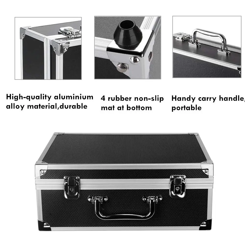 YUELONG Tattoo Kit Case Box Lock Key Aluminum Alloy Makeup Carry Box Storage Case with Sponge for Tattoo Storage Box Supplies