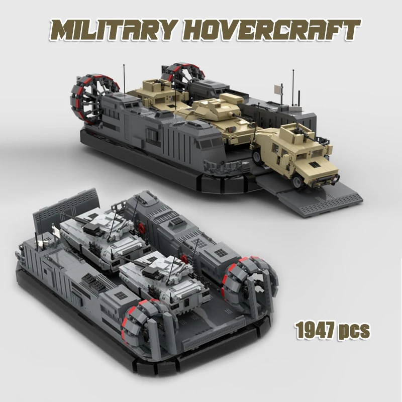 Hovercraft Landing MOC Building Blocks Military Series The Landing Craft Model Technology Bricks Vehicle Toys Display Xmas Gift