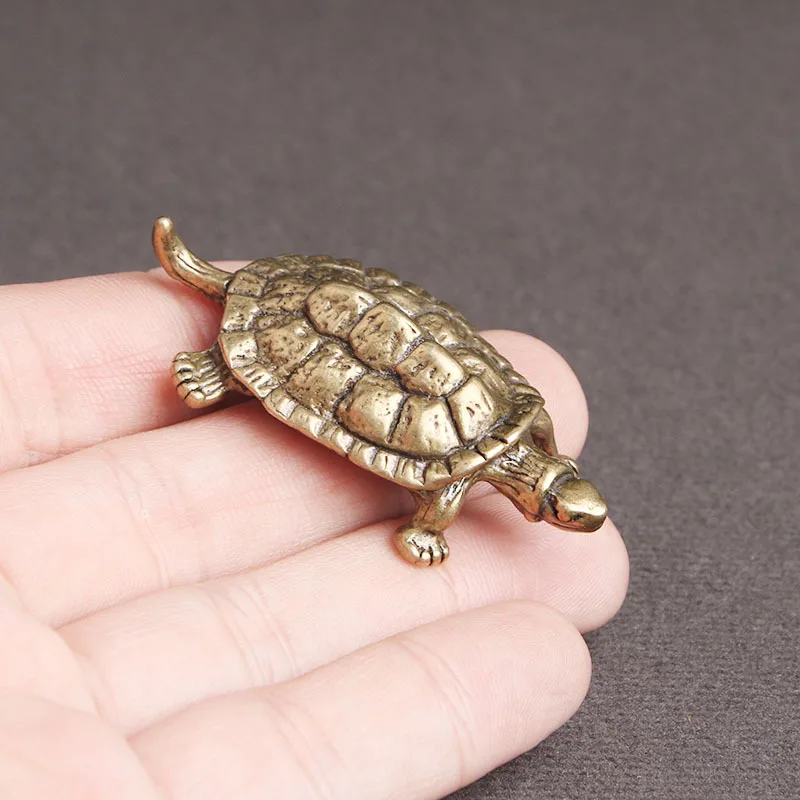 Brass Money Turtle Figurines Table Decor Ornaments Lucky Longevity Turtle Tea Pet Home Decoration Feng Shui Copper Sculpture