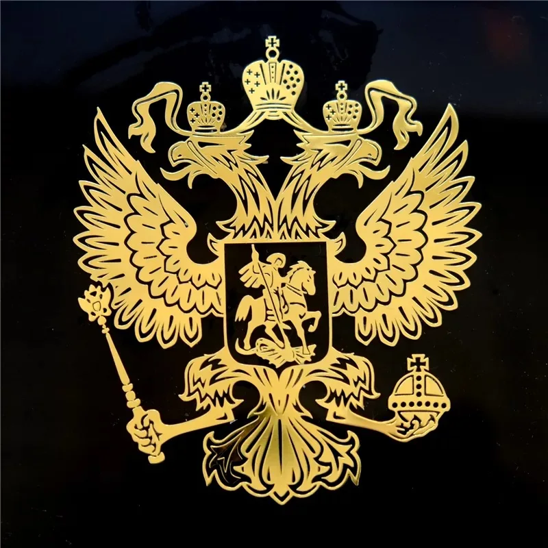 

3D Coat of Arms of Russia Metal Sticker Computer Phone Car Stickers Decals Russian Federation Eagle Emblem Laptop Skin Stickers