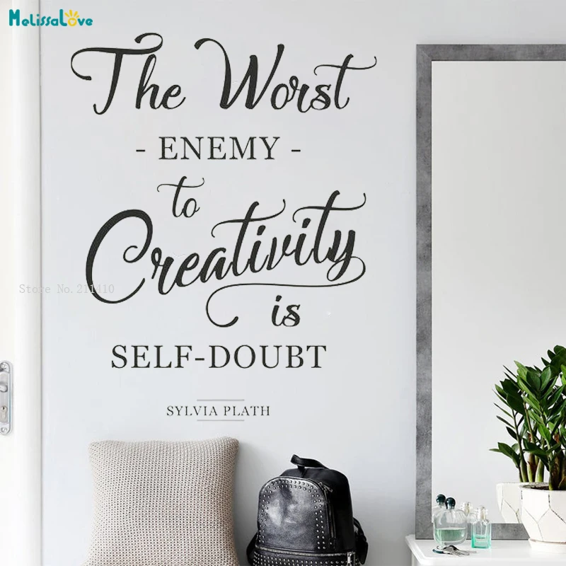 The Worst Enemy to Creativity Wall Sticker Studio  Decor for Office Removable Vinyl Quote Art Decals YT5844