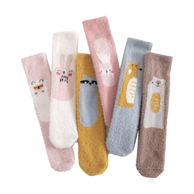 Toddler Sock Newborn Long Socks Kids Winter Thicker Mink Cashmere Baby Girl Infant Funny Cartoon Printed Breathable Sock 0-10T