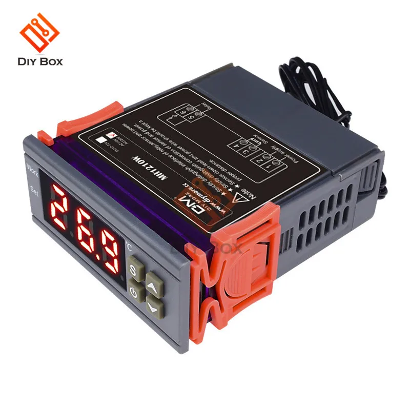 MH1210W Red Digital Temperature Thermostat Regulator Temp Controller AC 90-250V 10A DC 9-72V Heating Cooling Control +NTC Sensor