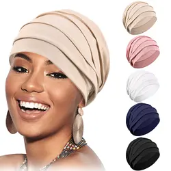 2022 Fashion Soft Elastic Sleep Cap Slouchy Beanie Bonnet Hat Women for Sleeping Hair Loss Chemo Skull Caps Lady Headwear