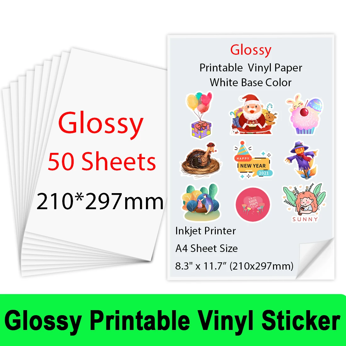 10/30/50/100 Vellen A4 Transparant Afdrukbaar Vinyl Sticker Papier Waterdicht Zelfklevend papier voor Voor Inkjet Printer DIY Label
