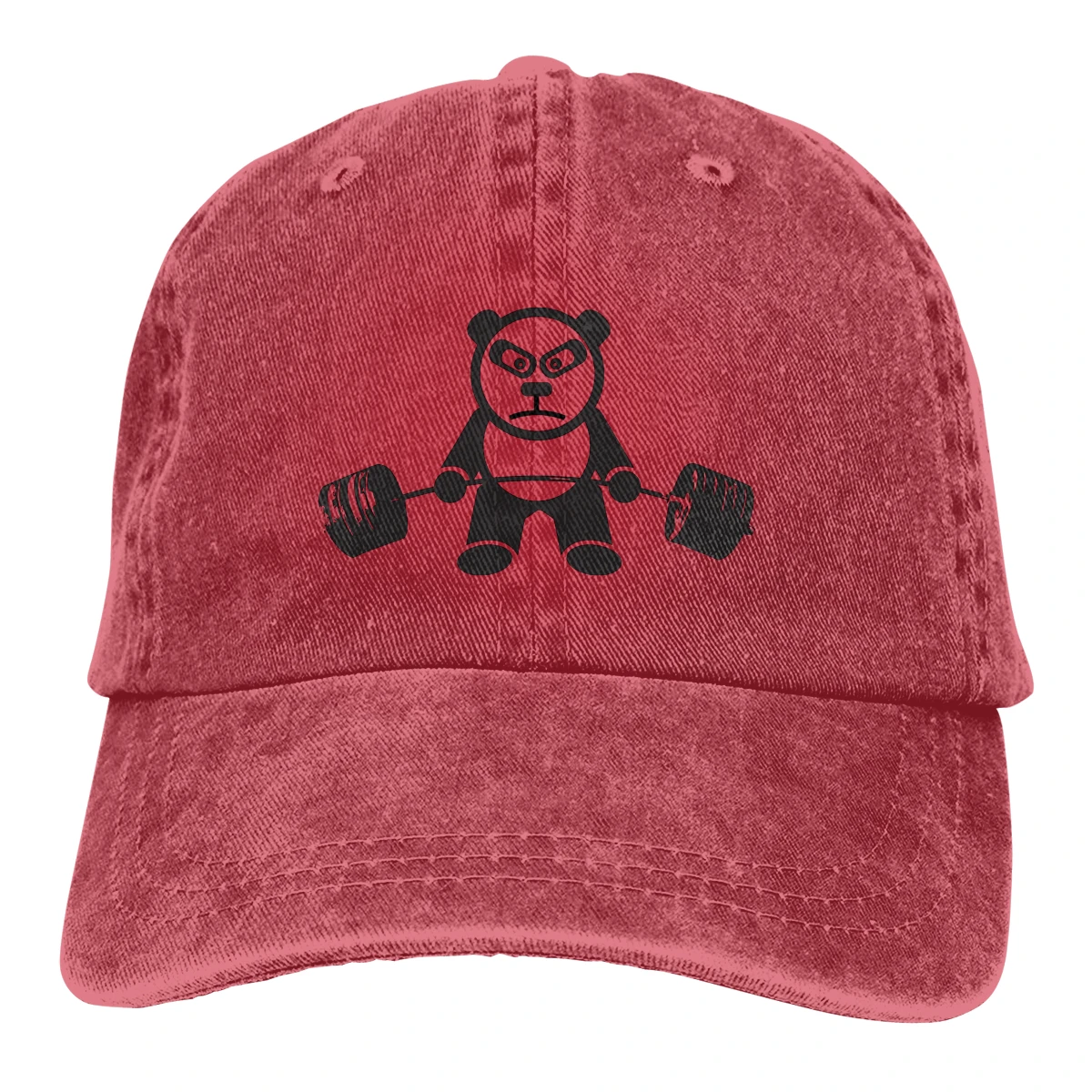 

Adjustable Solid Color Baseball Cap Cute Panda Bear Weightlifting Deadlift Washed Cotton Bodybuilding Ripped Muscle Trainin Hat