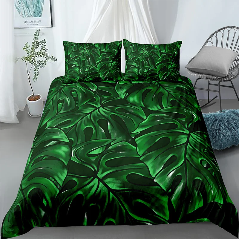 3D Palm Leaves Bedding Set Duvet Cover Pillowcases for Home Bedroom Luxury Bed  2/3pcs Bohemian Comforter