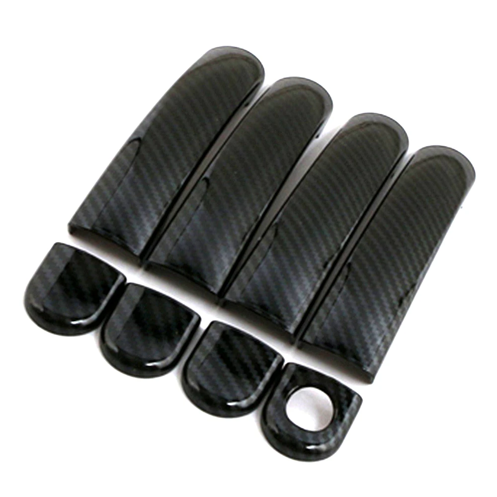 For Volkswagen VW Passat B5 B5.5 2000 2005 Carbon Fiber Printed Exterior Side Door Handle Cover Door Bowl Trim Moulding Frame