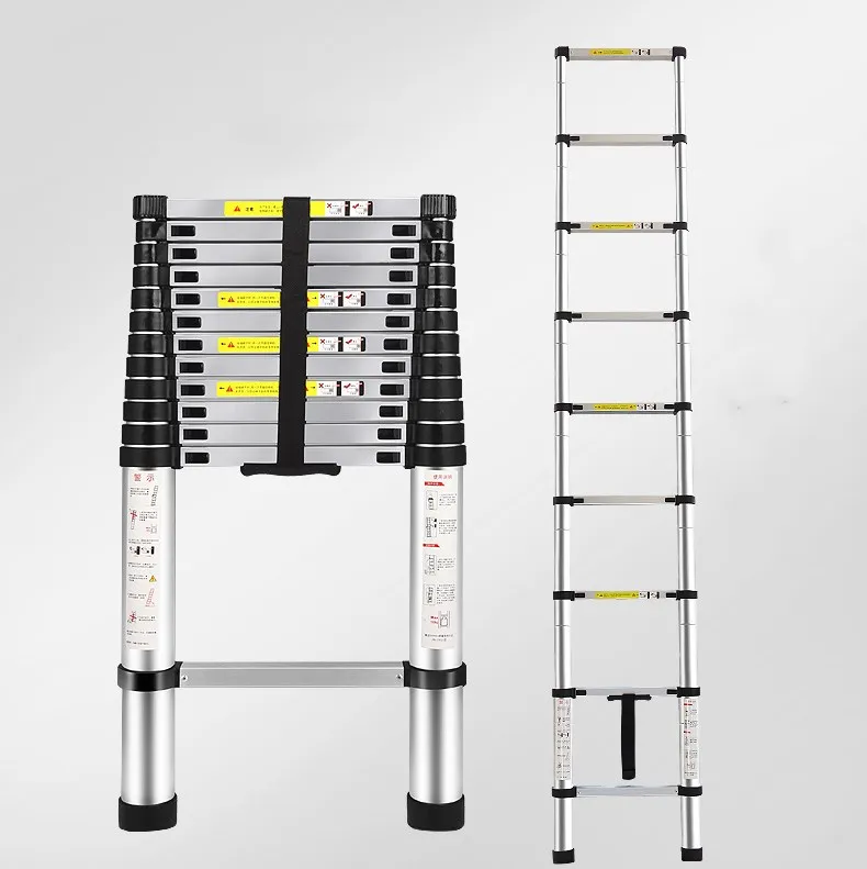 

EN131 12.5ft (3.8m) telescopic ladder, folding ladder, aluminum ladder, multifunctional household thickened telescopic ladder