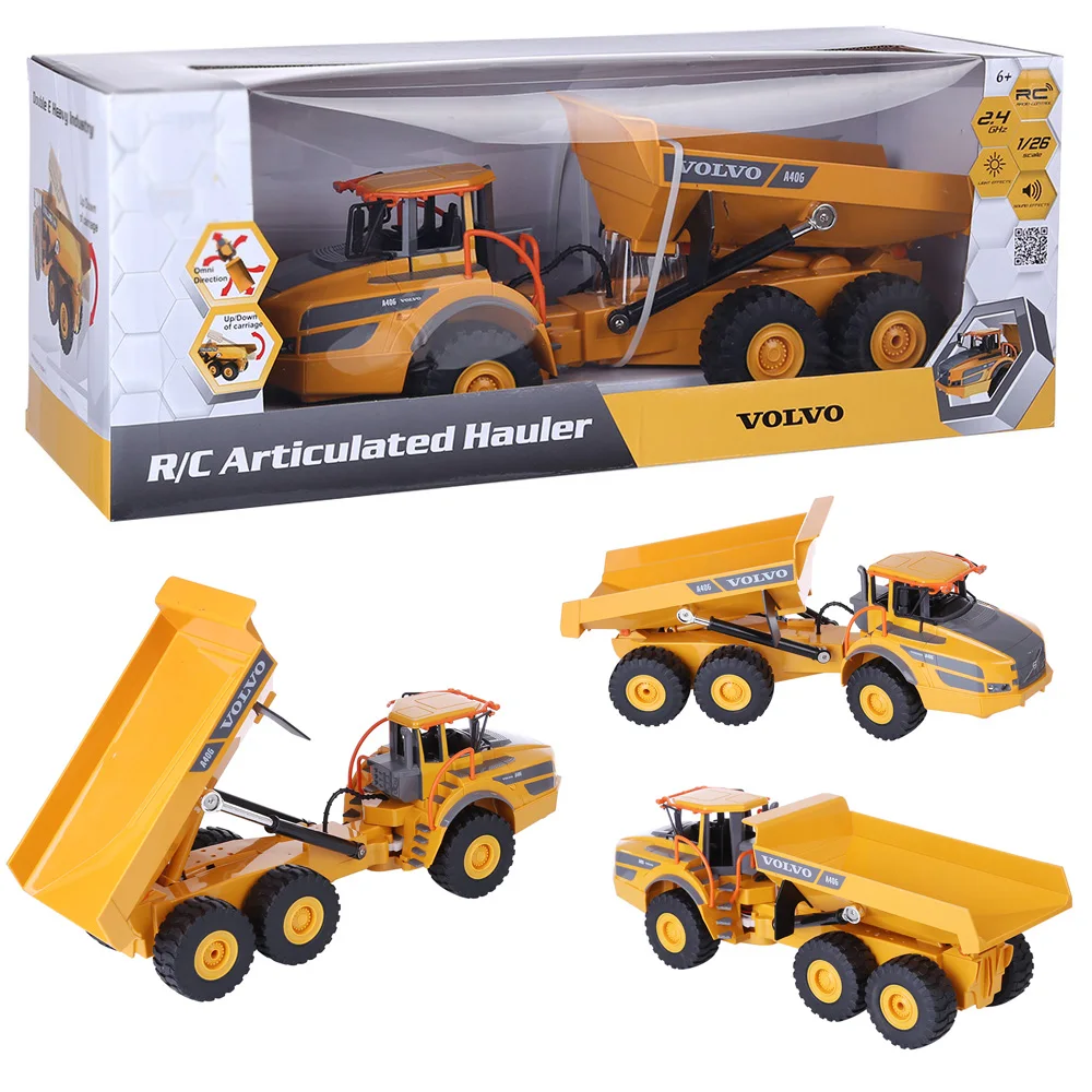 

Volvo 2.4G Remote Control Excavator Car RC Dump Truck Articulated Full Functional Construction Vehicle Carry Soil for Kids