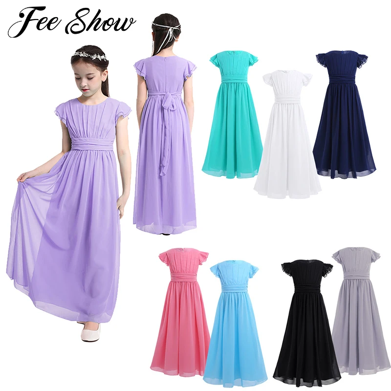 

Sleeveless Kids Teenage Flower Girl Dress Floor Length Pageant Wedding Party Formal Occassion Wedding Girls Tulle Dress